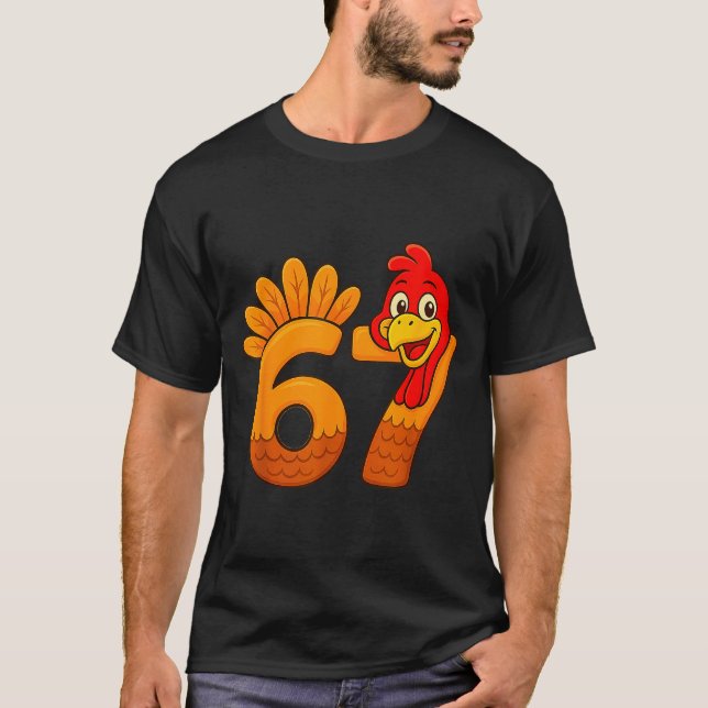 Camiseta Funny 67 Thanksgiving Turkey Face 67 Number  (Anverso)