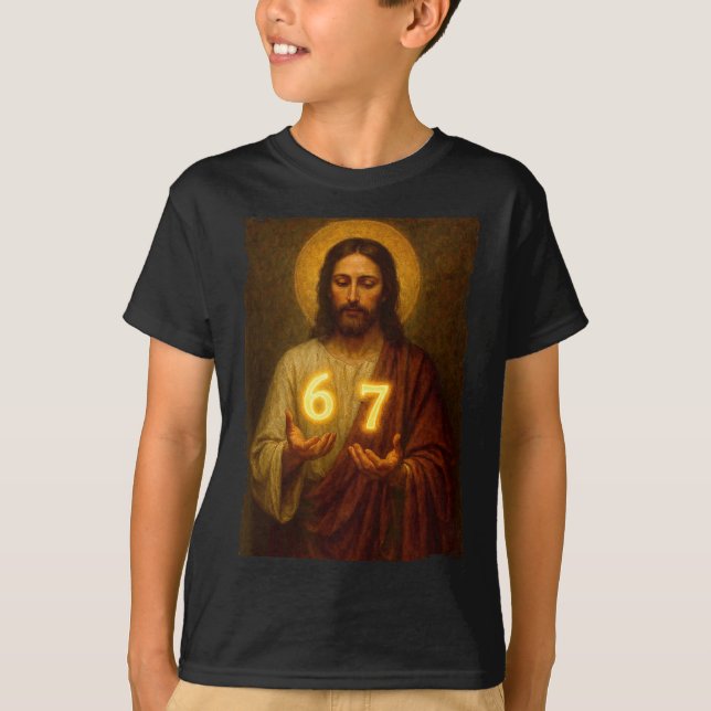 Camiseta Funny 6 7 Jesus. Absurd Six Seven Meme, Weird Teen (Anverso)