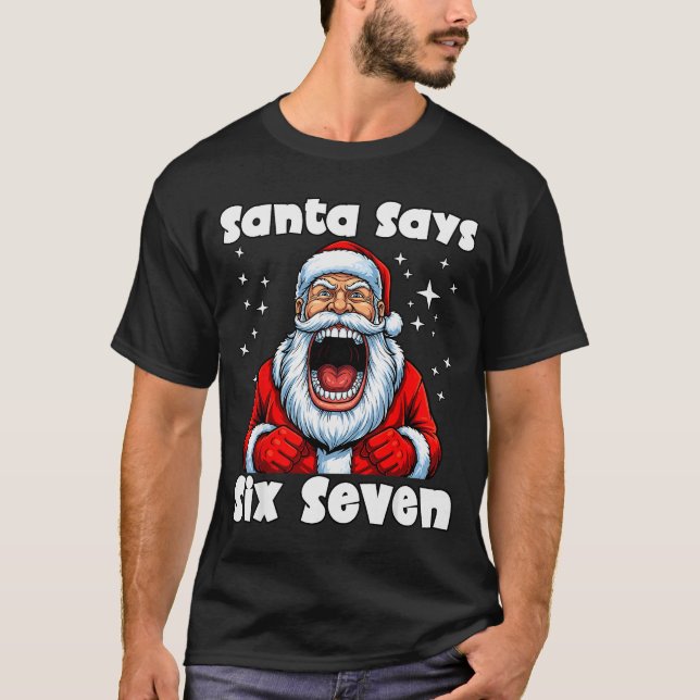 Camiseta Funny 6 7 Meme Big Mouth Boy Santa Claus Says Merr (Anverso)