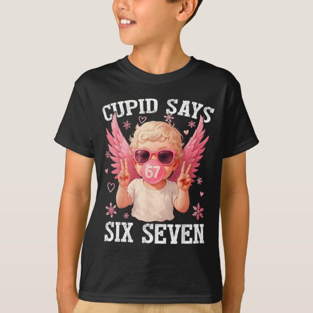 Camiseta Funny 6 7 Meme Heart Cud Says Six Seven 67 Valenti (Anverso)