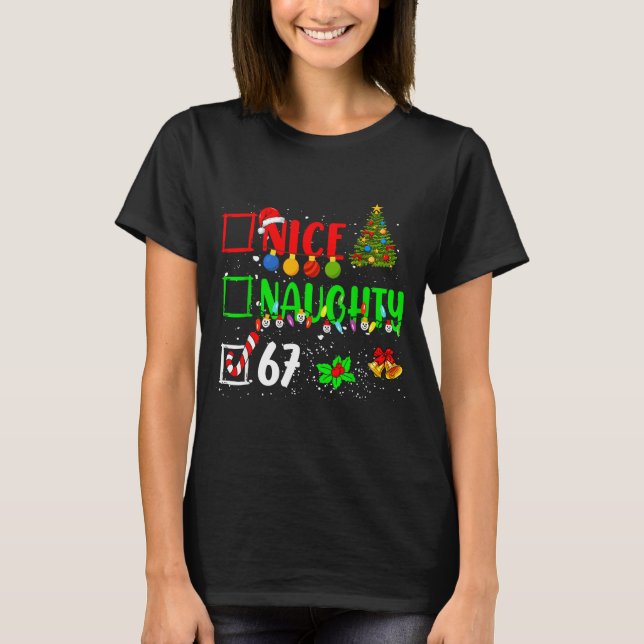 Camiseta Funny 6-7 Meme Nice Naughty 67 Christmas Brain Rot (Anverso)