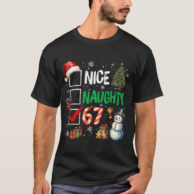 Camiseta Funny 6-7 Meme Nice Naughty 67 Christmas Brain Rot (Anverso)