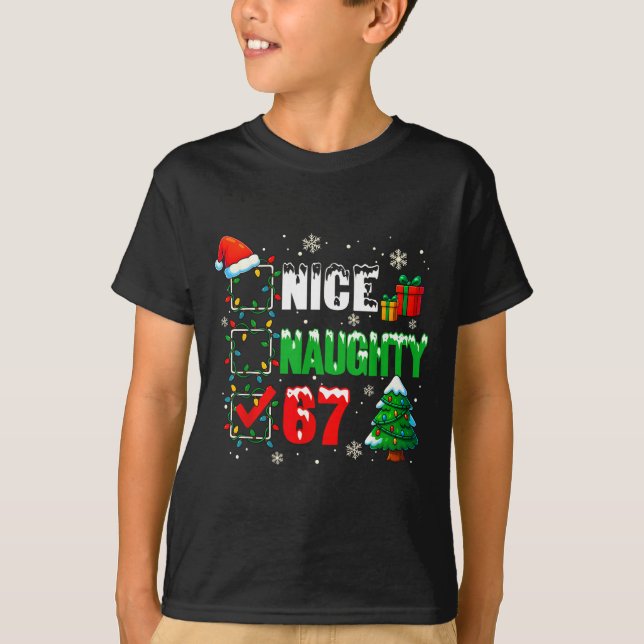 Camiseta Funny 6-7 Meme Nice Naughty 67 Christmas Brain Rot (Anverso)