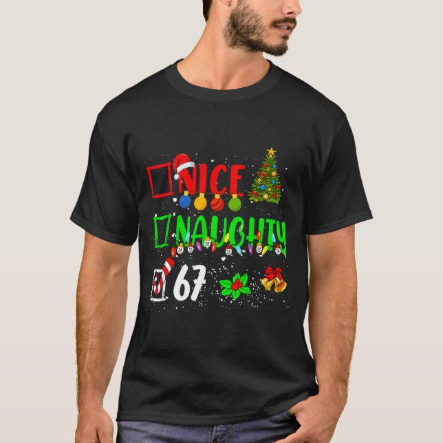 Camiseta Funny 6-7 Meme Nice Naughty 67 Christmas Brain Rot (Anverso)