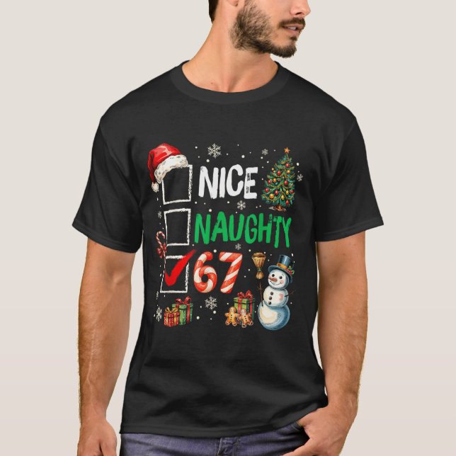 Camiseta Funny 6-7 Meme Nice Naughty 67 Christmas Brain Rot (Anverso)