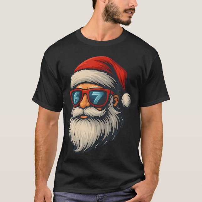 Camiseta Funny 6 7 Six Seven Meme Santa Face Christmas Retr (Anverso)