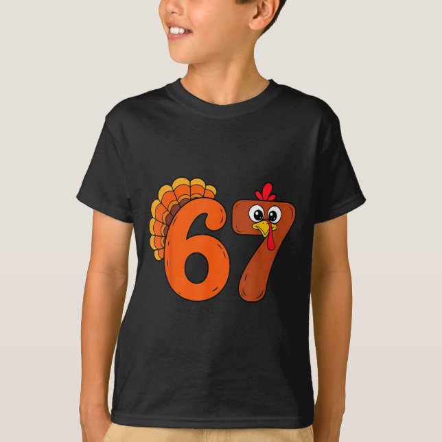 Camiseta Funny 6 7 Six Seven Meme Thanksgiving Turkey Holid (Anverso)