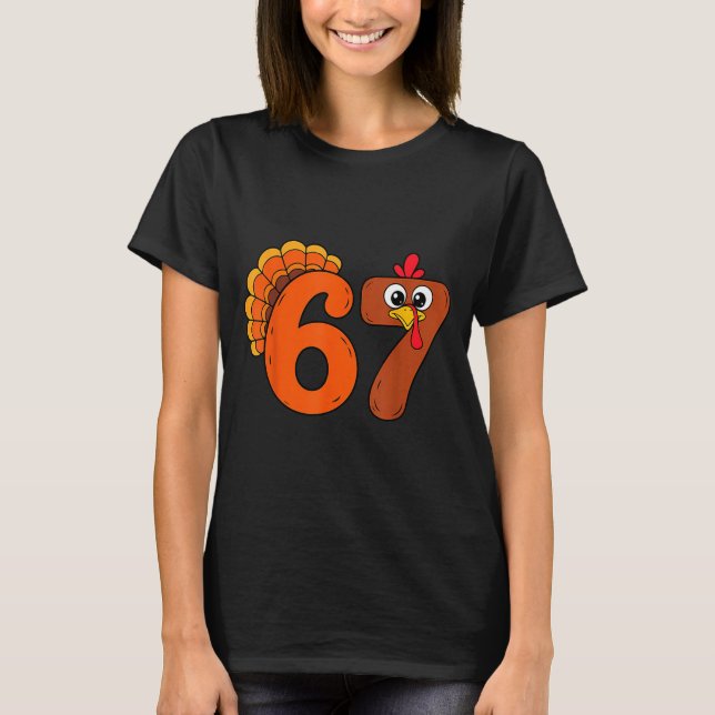 Camiseta Funny 6 7 Six Seven Meme Thanksgiving Turkey Holid (Anverso)
