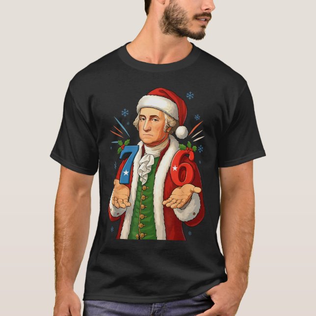 Camiseta Funny 7-6 6-7 George Washington Santa 67 Meme Chri (Anverso)