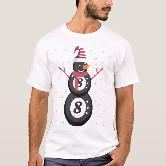 Camiseta Funny 8 Ball Pool Snowman Christmas New Year Gift (Anverso)