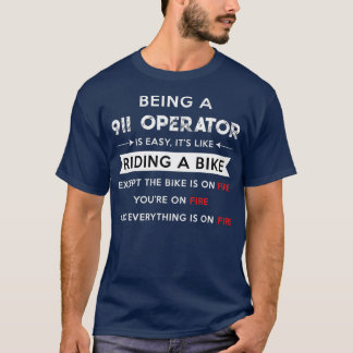 Camiseta Funny 911 Aparato de operador Primer Respondedor