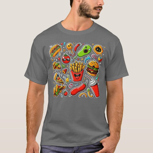 Camiseta Funny Abstract: #Colorful / (fast food) T-Shirt #9 (Anverso)