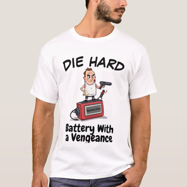 Camiseta Funny Action Hero Battery Personalizado - Die HarD (Anverso)