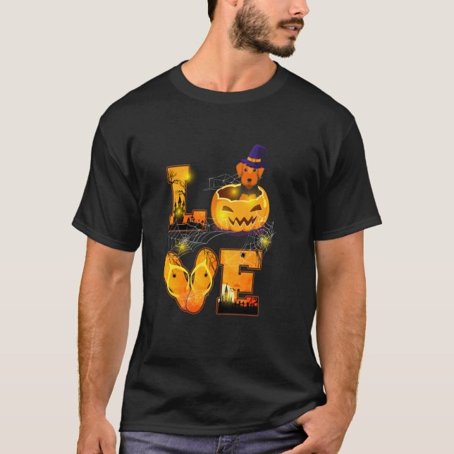 Camiseta Funny Airedale Terrier Halloween (Anverso)