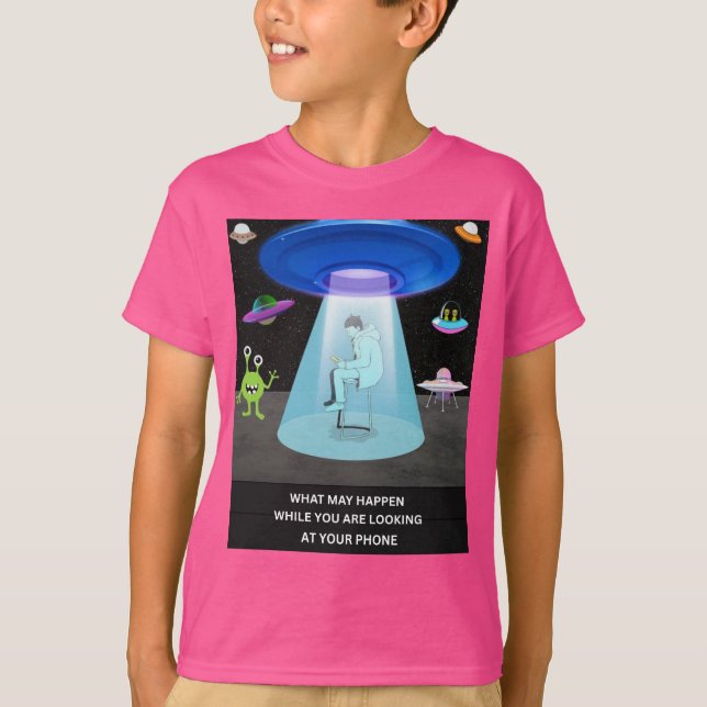 Camiseta Funny Alien Abduction Phone Distraction Sci-Fi (Anverso)