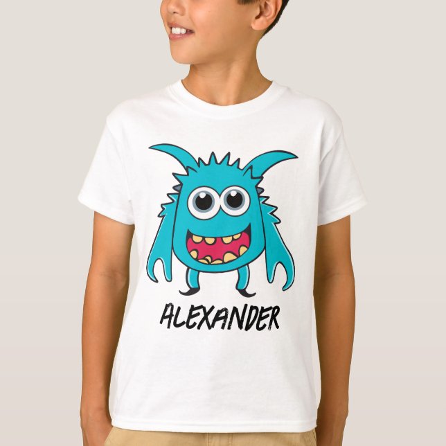 Camiseta Funny Alien Blue Green Monster Personalizado (Anverso)