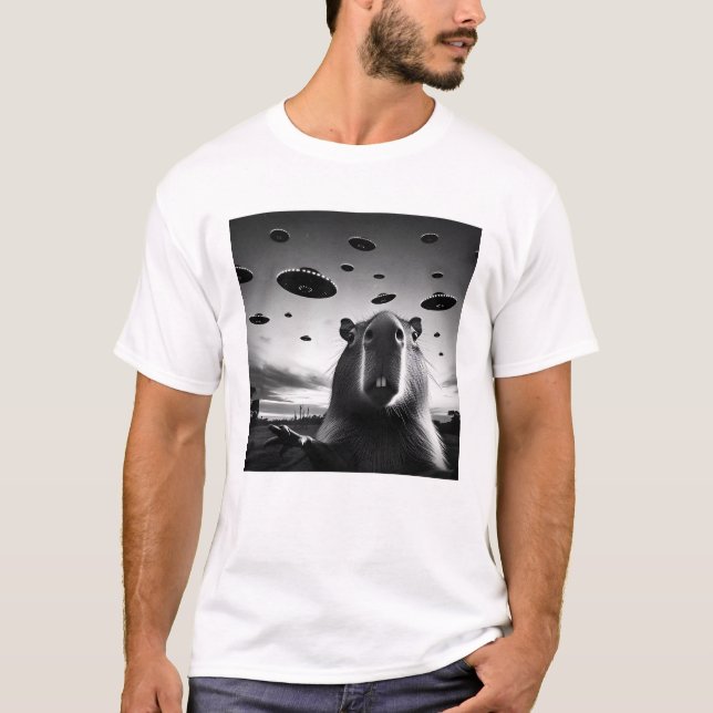 Camiseta Funny Alien Capybara UFO Capybara Selfie con (Anverso)
