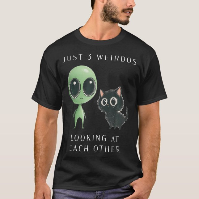 Camiseta Funny Alien Cat Just 3 Weirdos Cute Animal Humor S (Anverso)
