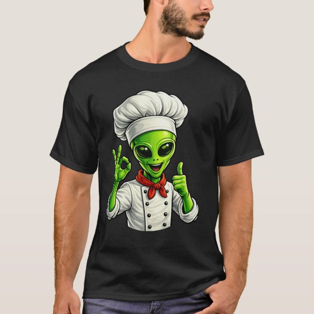 Camiseta Funny Alien Chef Design Cute Space Cook With Chef (Anverso)