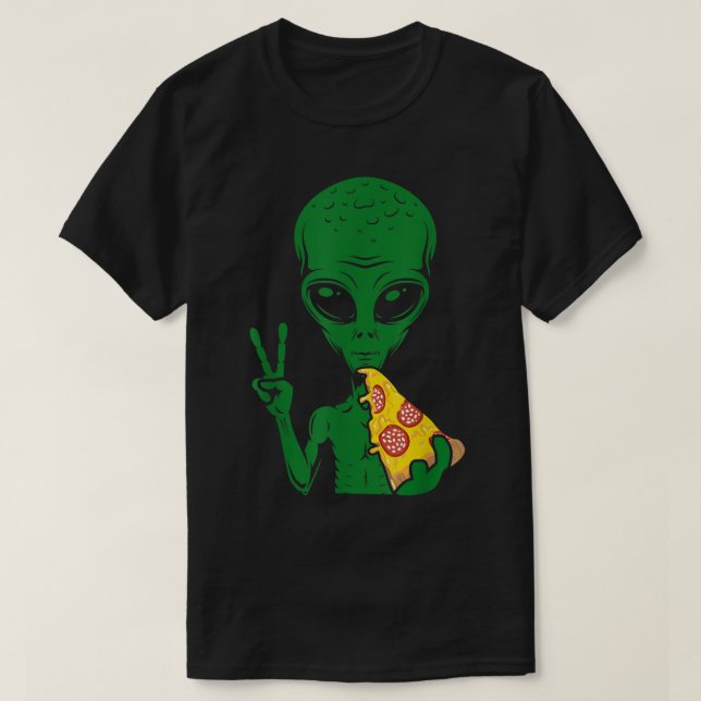 Camiseta Funny Alien Eating Pizza Design (Diseño del anverso)
