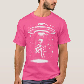 Camiseta Funny Alien Playing Acoustic Guitar Rock And Roll 