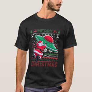 Camiseta Funny Alien Santa Merry Navidades feos OVNI Sci Fi