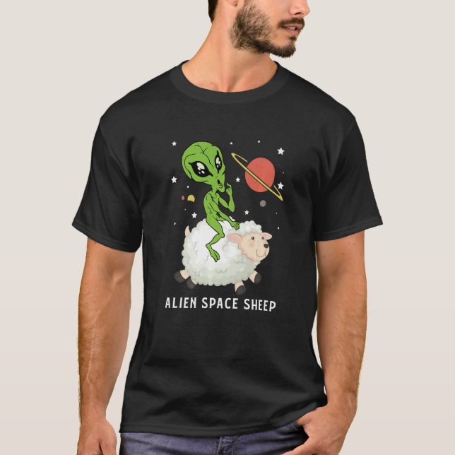 Camiseta Funny Aliens On A Sheep Funny Aliens Costume Alien (Anverso)