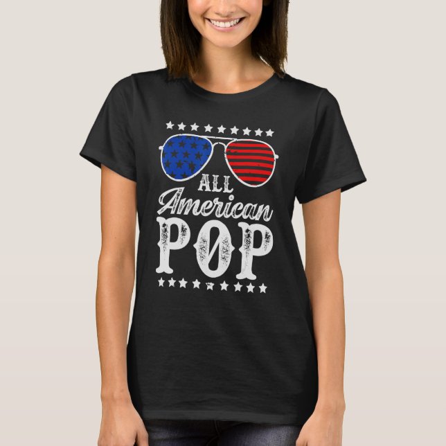 Camiseta Funny All American Pop Sungafas USA 4 De Julio (Anverso)