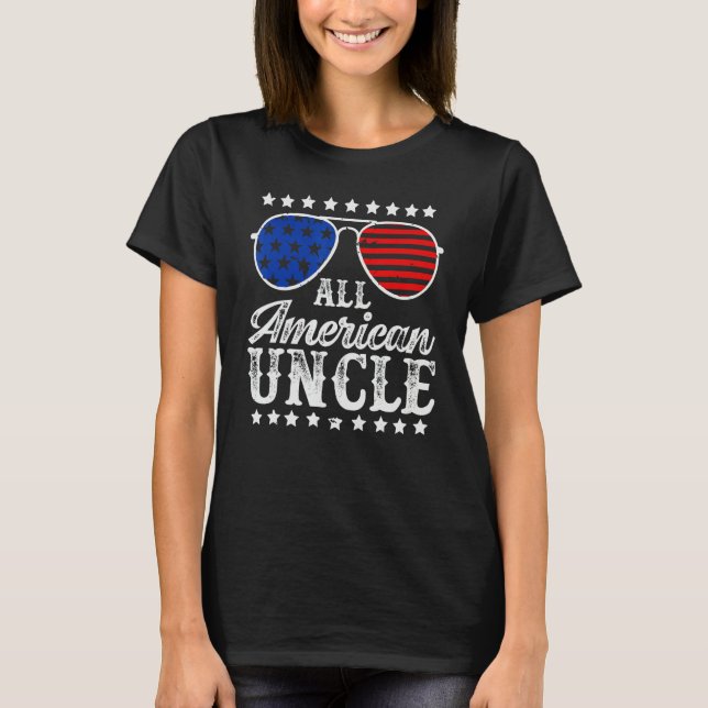 Camiseta Funny All American Uncle Sunglasses USA 4th Of Jul (Anverso)
