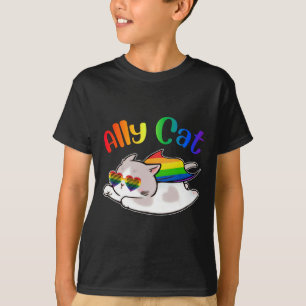 Camiseta Funny Ally Cat Purride Lgbtq Gay Pride Mes Mujeres