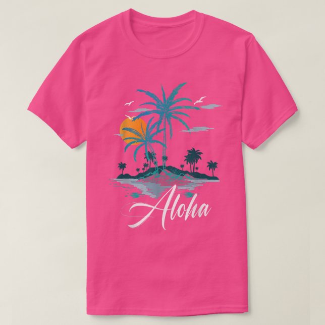 Camiseta Funny Aloha Hawaii Palm Tree Beach Vacation Family (Diseño del anverso)