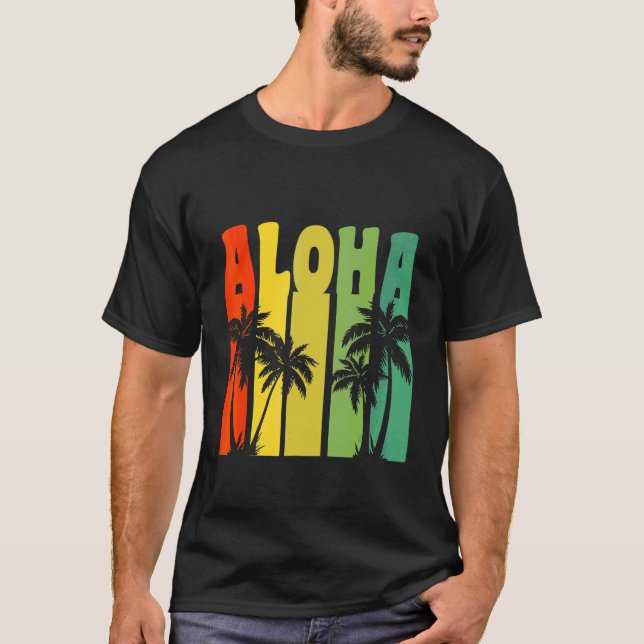 Camiseta Funny Aloha Hawaii Palm Tree Beach Vacation Family (Anverso)