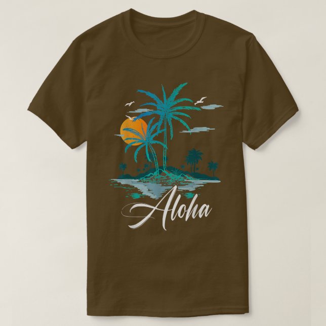 Camiseta Funny Aloha Hawaii Palm Tree Beach Vacation Family (Diseño del anverso)