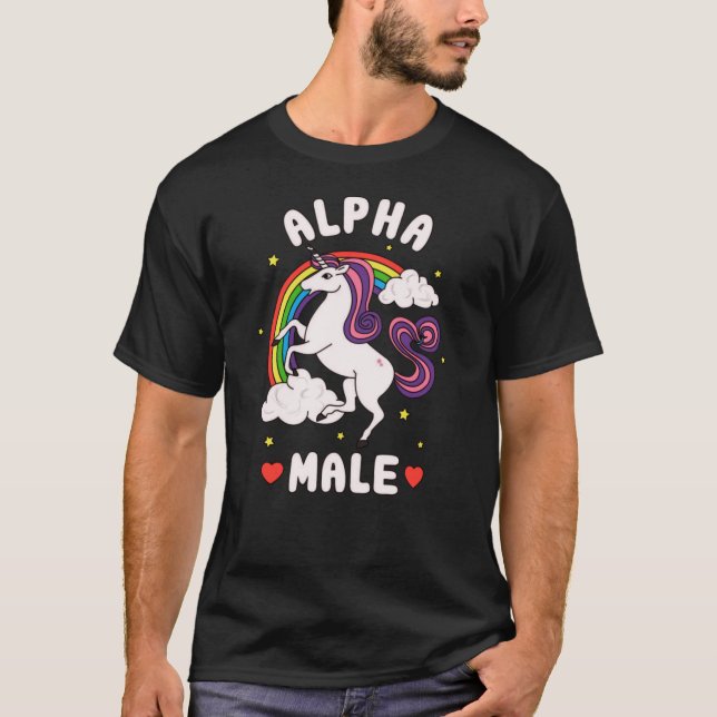 Camiseta Funny Alpha Male Unicorn Rainbow funny (Anverso)