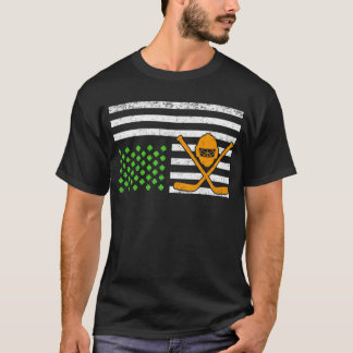 Camiseta Funny American Flag Irish Hockey St. Patrick's Day