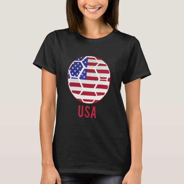 Camiseta Funny American Flag Soccer Football Sports Women M (Anverso)