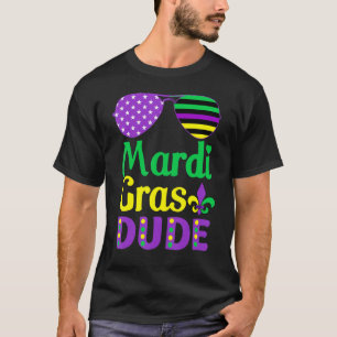 Camiseta Funny American Flag Sunglasses Mardi Gras Dude