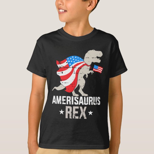 Camiseta Funny Amerisaurus Rex Dinosaur Independence Day 4t (Anverso)