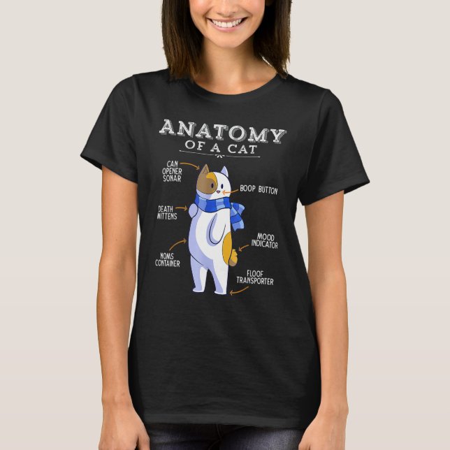 Camiseta Funny Anatomy Cat Kitty Kitten Lover (Anverso)