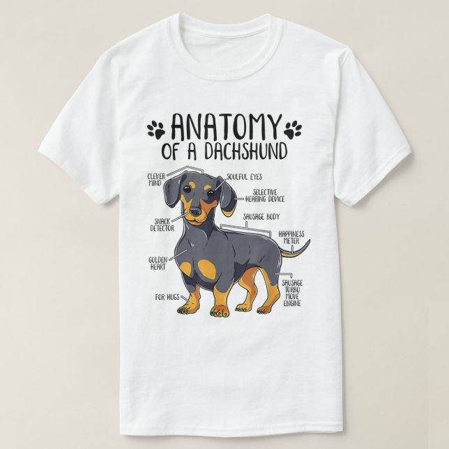 Camiseta Funny Anatomy Dachshund Wiener Dog Cute Doxie Love (Diseño del anverso)