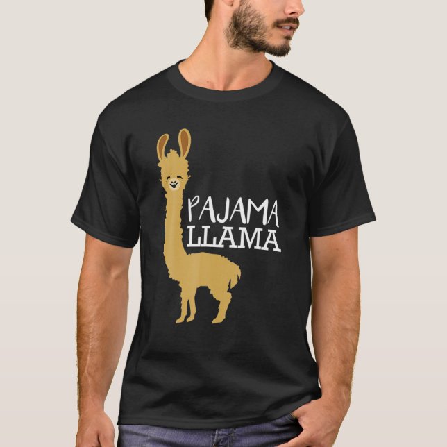 Camiseta Funny And Cute Pajama Llama Bed Time Pyjama Gift (Anverso)