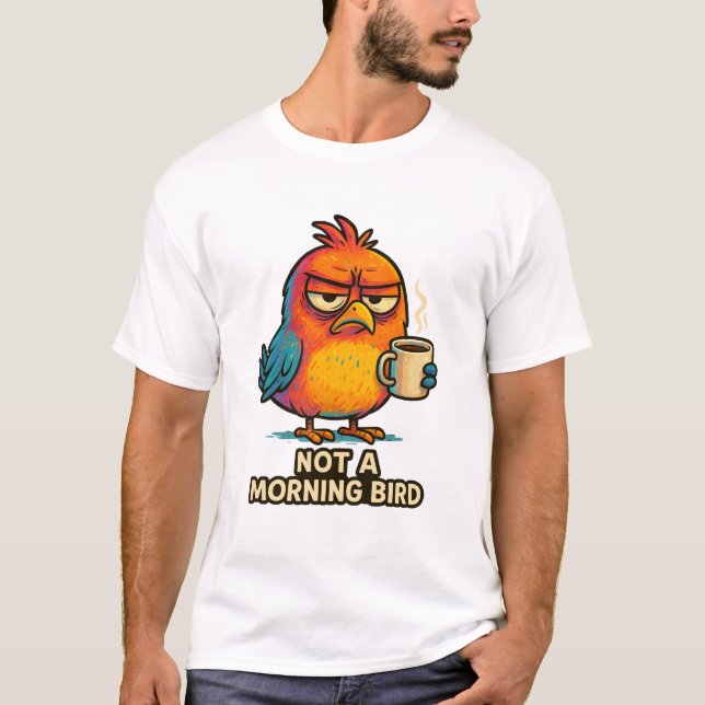 Camiseta Funny Angry Bird Coffee Lover Design for Morning M (Anverso)