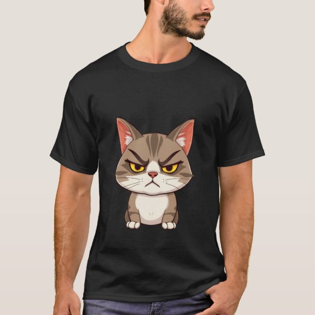 Camiseta Funny Angry Grumpy Brown Cat Stare ✨🐾😠 (Anverso)