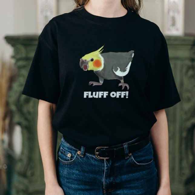 Camiseta Funny Angry Normal Grey Cockatiel Fluff Off (Subido por el creador)