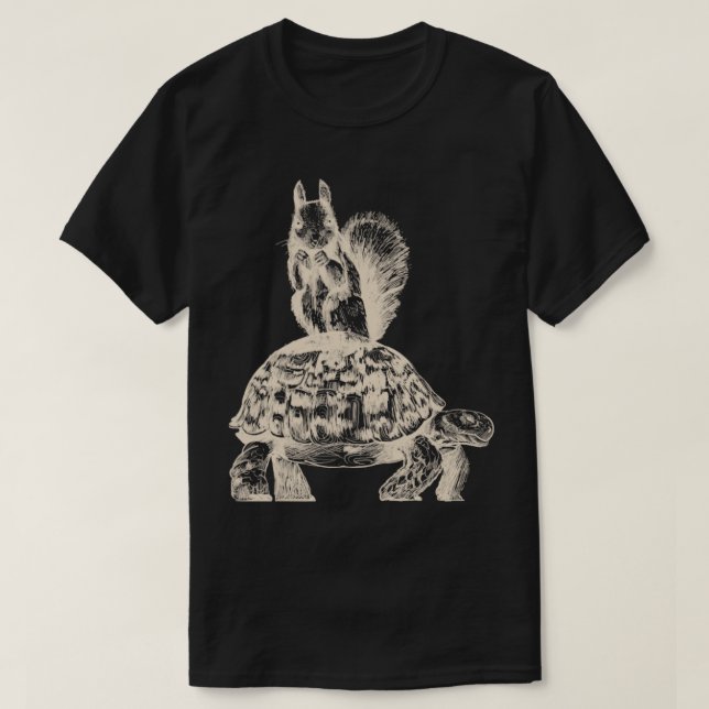 Camiseta Funny Animal Gift Turtle Riding Squirrel (Diseño del anverso)