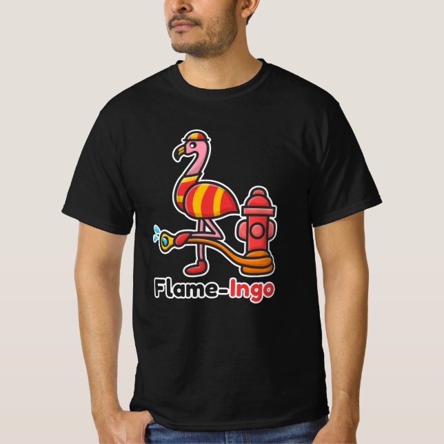 Camiseta Funny Animals Fire Department Flamingo (Anverso)