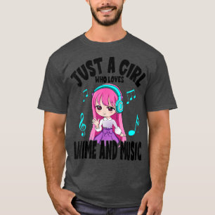 Camiseta Funny Anime And Music Girl For Teen Chibi Graphic 