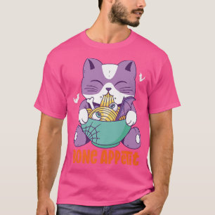 Camiseta Funny Anime Cat Eat Bone Ramen Bon Appetit Hallowe