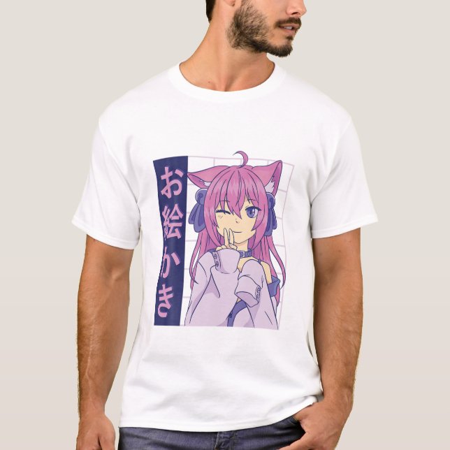 Camiseta Funny Anime Japoneses Ojos Adolescentes Chicas Kaw (Anverso)