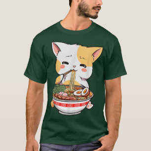 Camiseta Funny Anime Kawaii Neko Ramen Cute Ramen Cat Japón
